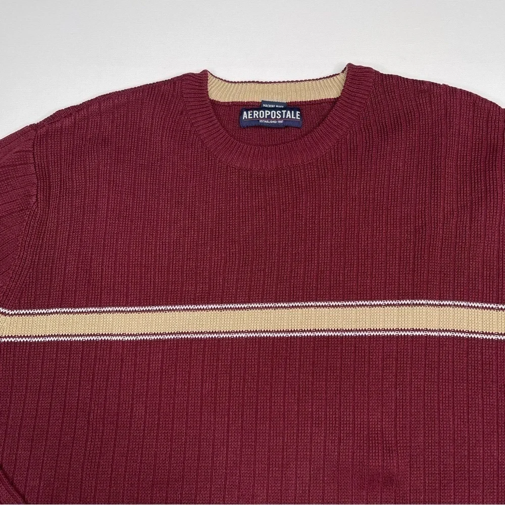Aeropostale Vintage Sweater Crew Neck Maroon Cable Knit Gorp Outdoor Office